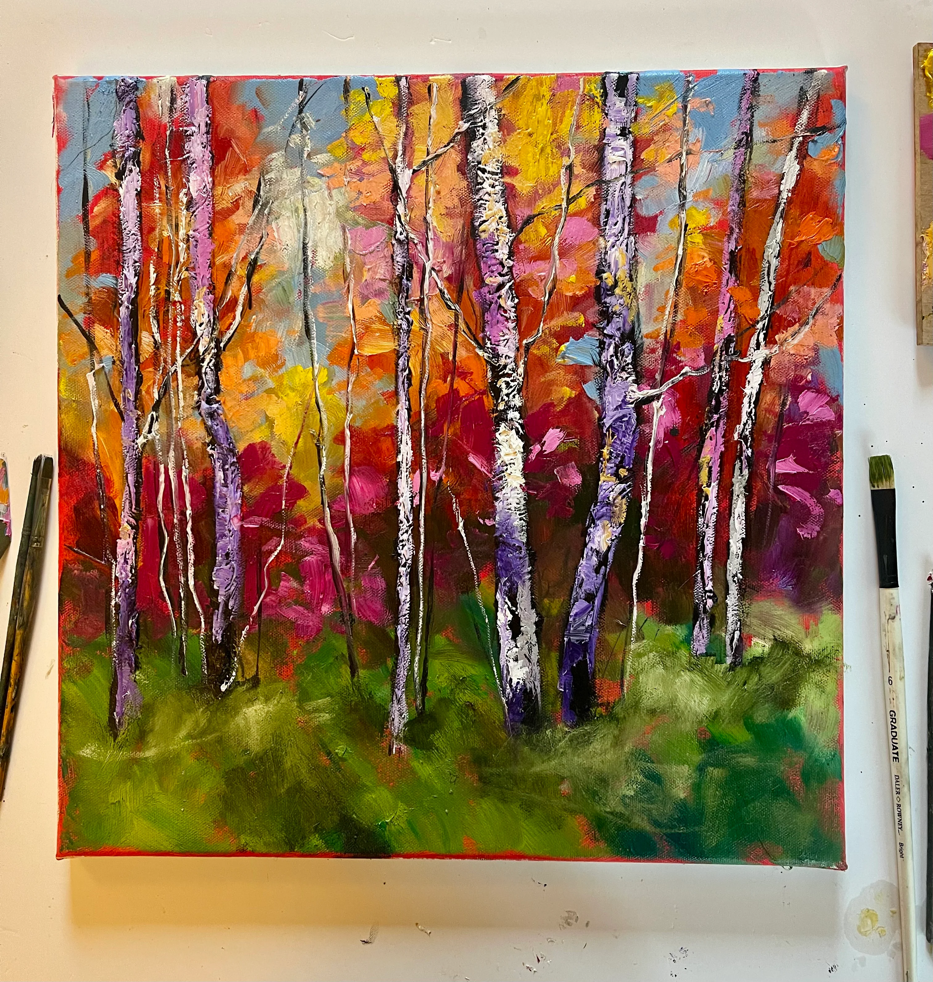 Painting A Silver Birch Wood in acrylics - a paint at home course - Image 3