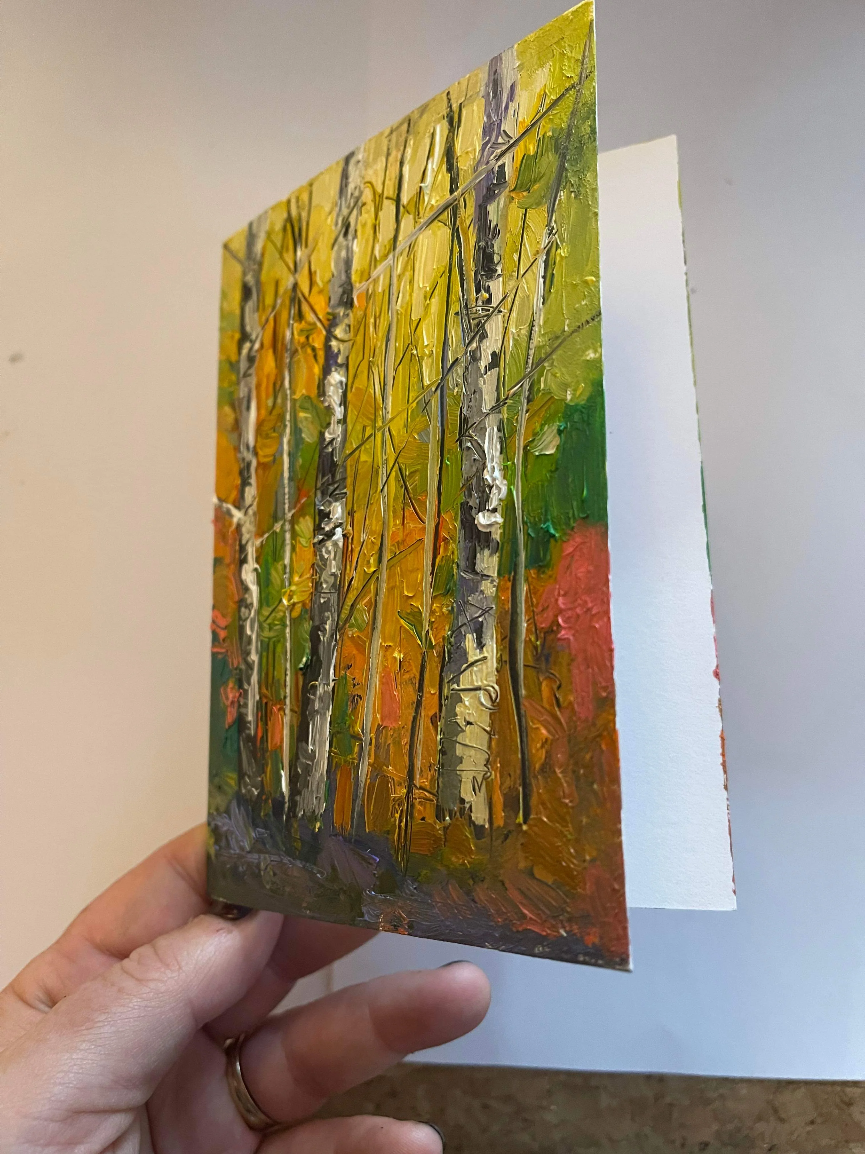 'Three Birches' hand painted card - Image 2